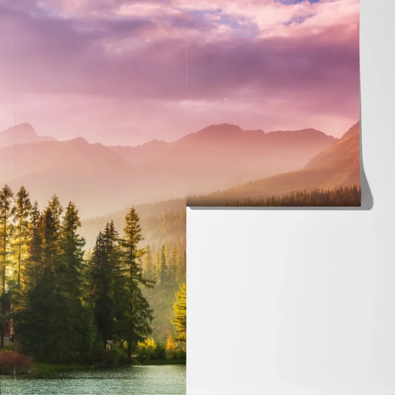 Fototapete sonnenuntergang über Štrbské Pleso Fototapete sonnenuntergang über Štrbské Pleso