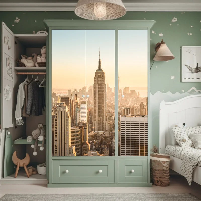 Schrankaufkleber New York skyline im goldenen licht