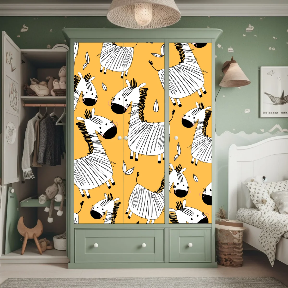 Schrankaufkleber verspieltes zebramuster für kinderzimmer Schrankaufkleber verspieltes zebramuster für kinderzimmer