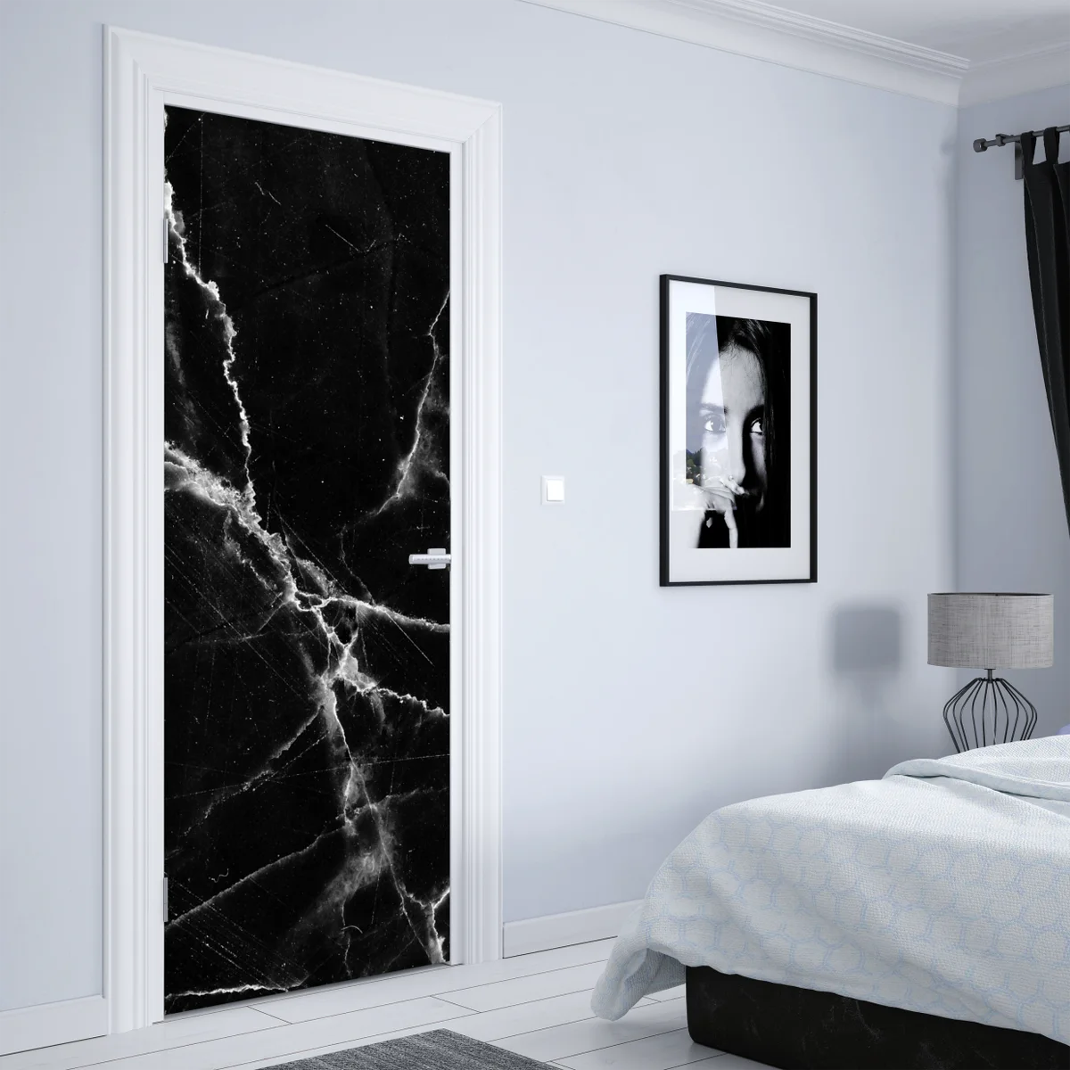 Türaufkleber schwarzer marmor mit weißen adern Türaufkleber schwarzer marmor mit weißen adern