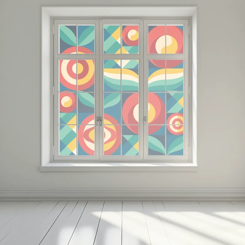 Fensteraufkleber lebhaftes geometrisches blumenmuster