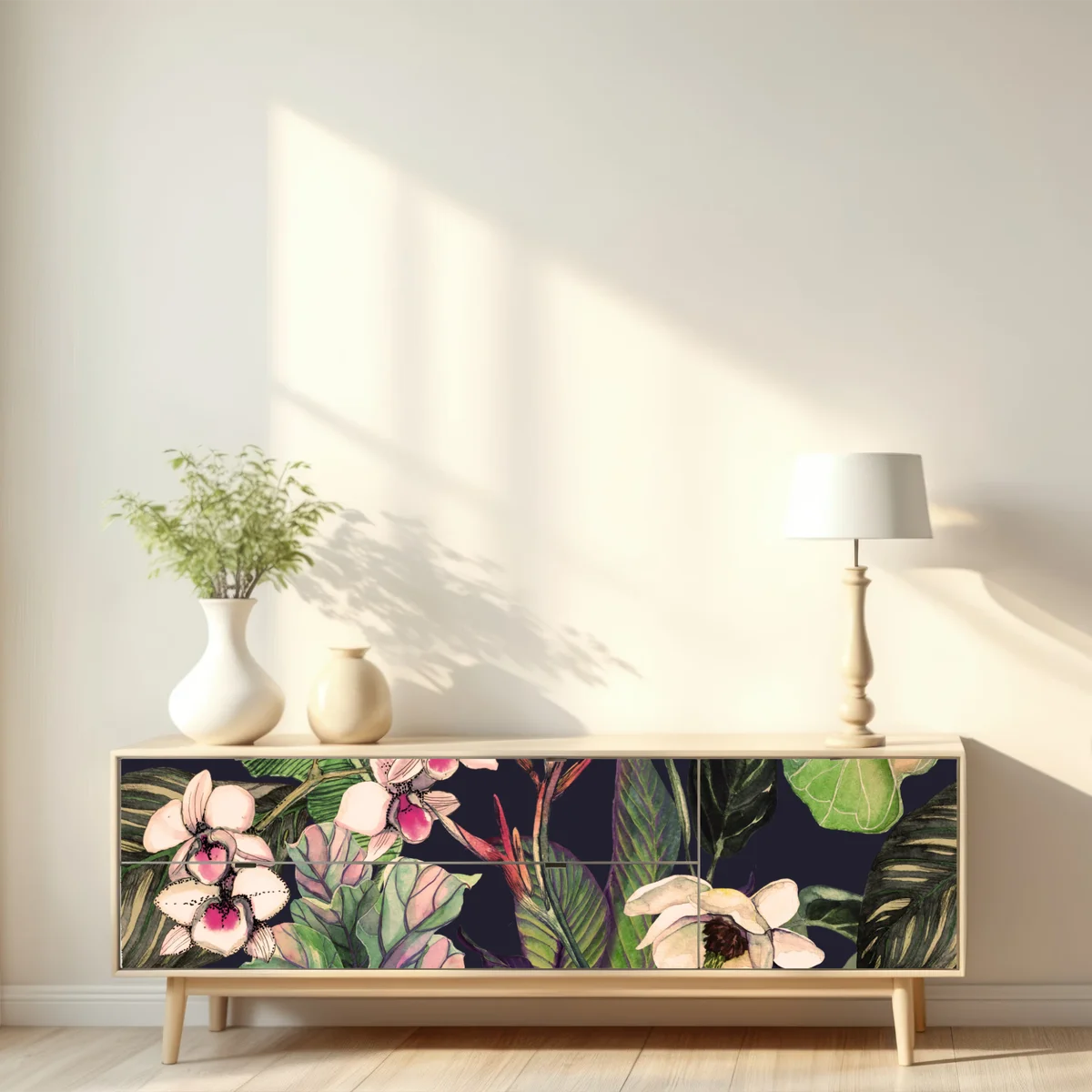 Repositionierbarer Aufkleber tropisches aquarell botanikmuster Repositionierbarer Aufkleber tropisches aquarell botanikmuster