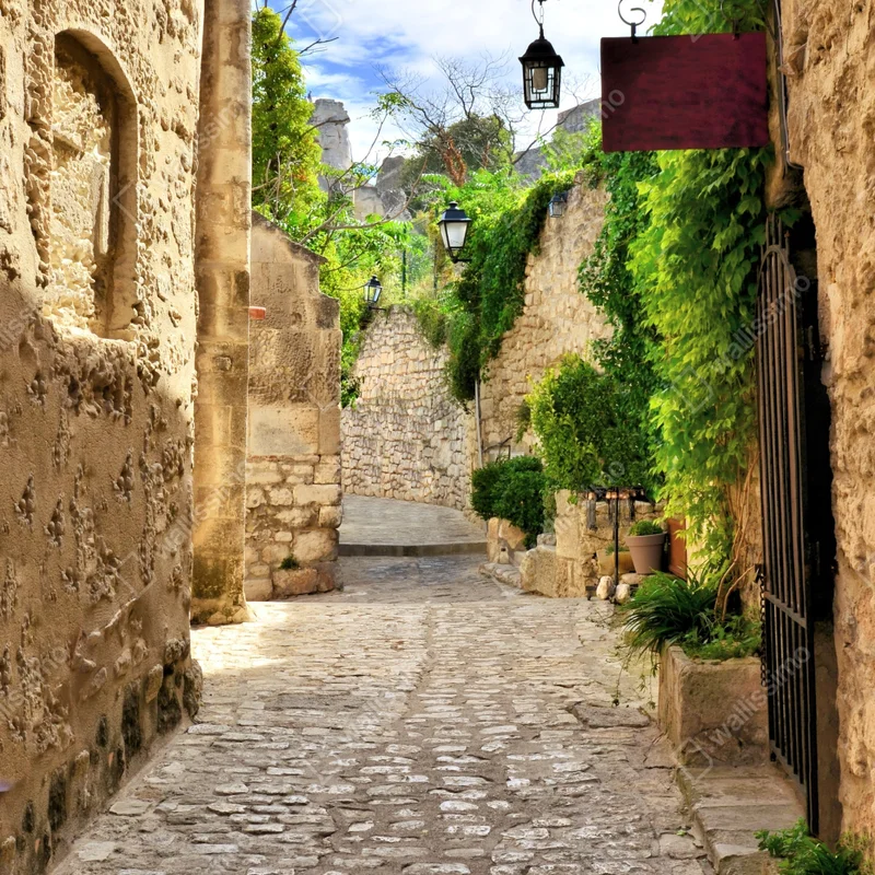 Kühlschrankaufkleber reizende kopfsteinpflasterstraße in Les Baux de Provence Kühlschrankaufkleber reizende kopfsteinpflasterstraße in Les Baux de Provence