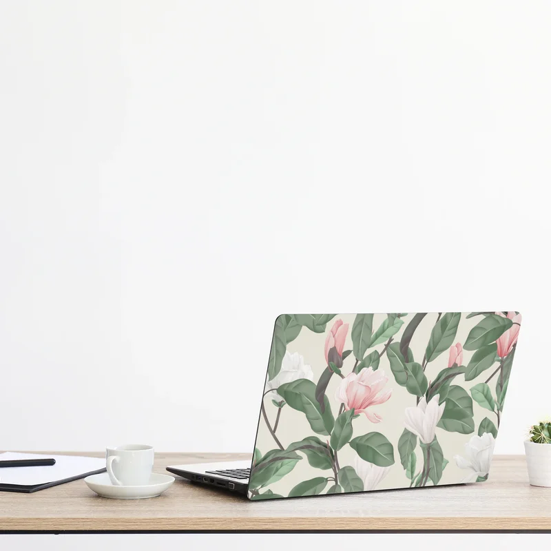 Laptop-Aufkleber pastell magnolienmuster