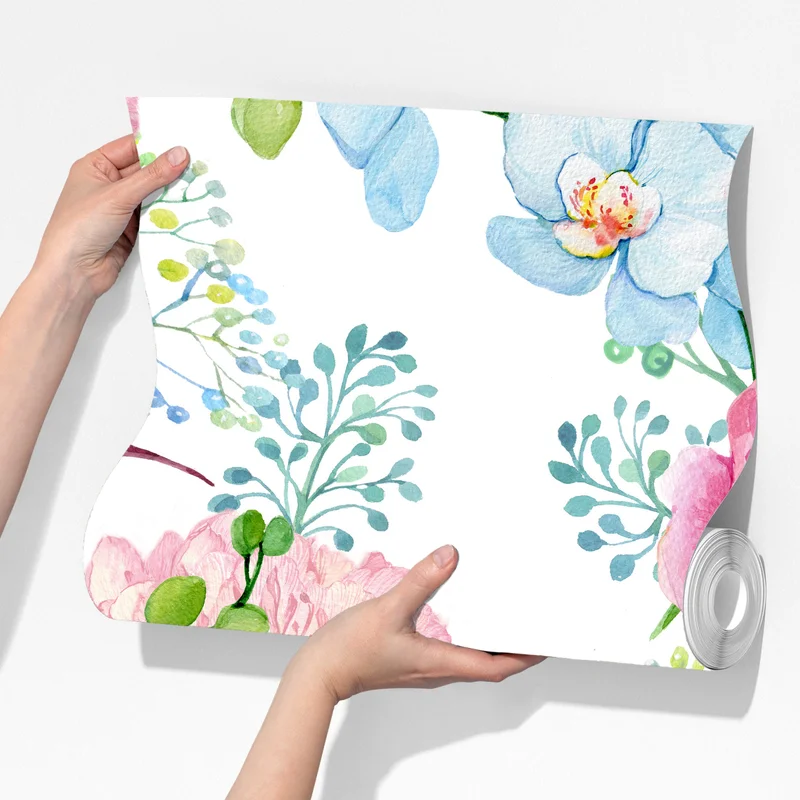 Fototapete rosa aquarell blumengarten mit kolibri Fototapete rosa aquarell blumengarten mit kolibri