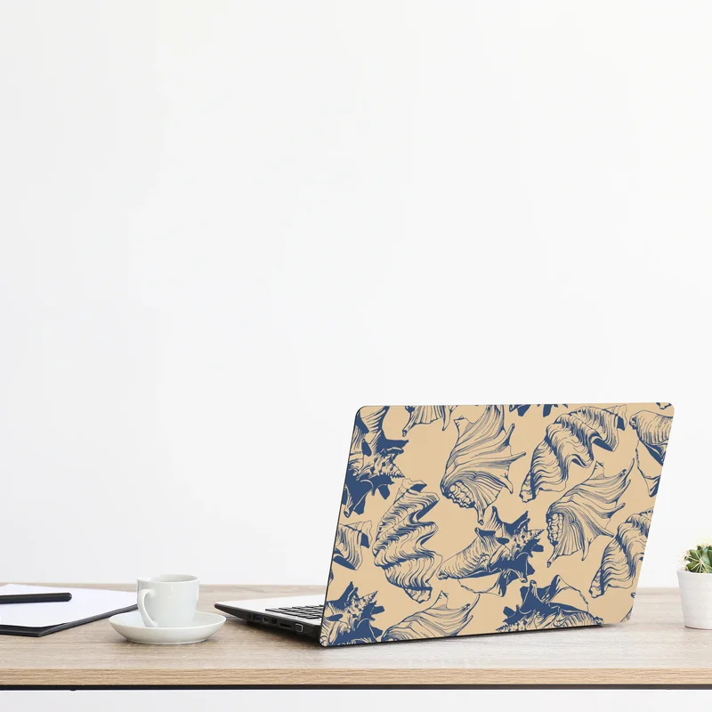 Laptop-Aufkleber muschelmuster in blau und beige Laptop-Aufkleber muschelmuster in blau und beige