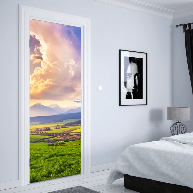 Türaufkleber frühlingshafte panoramalandschaft der Tatra, Slowakei