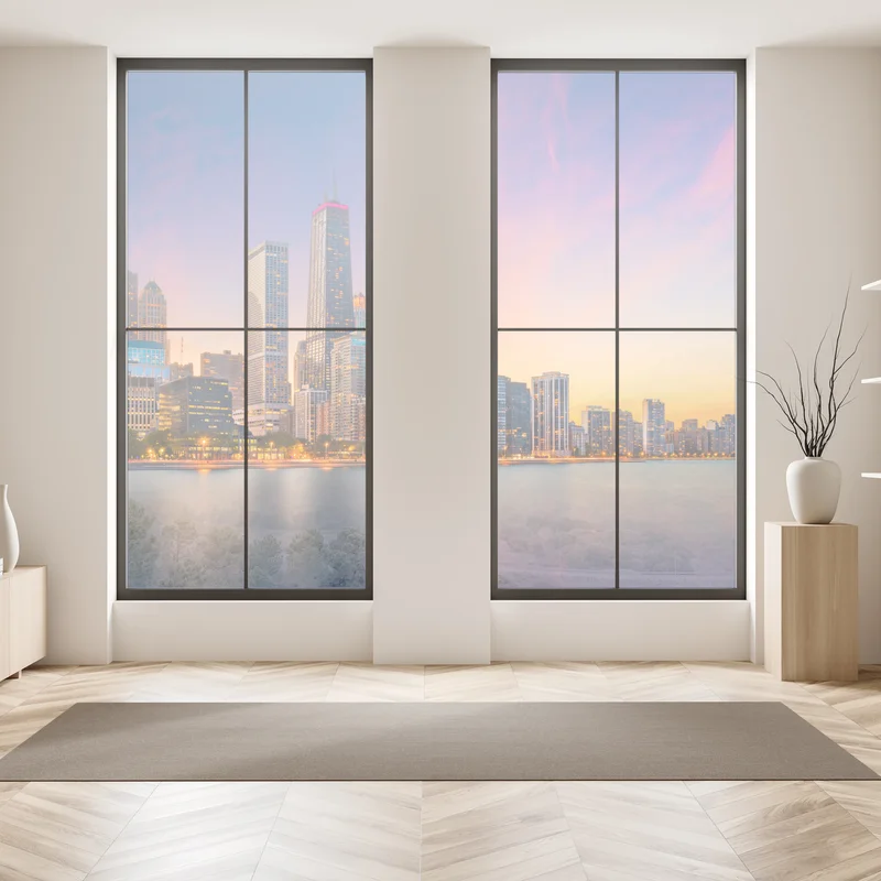 Fensteraufkleber Chicago skyline bei dämmerung