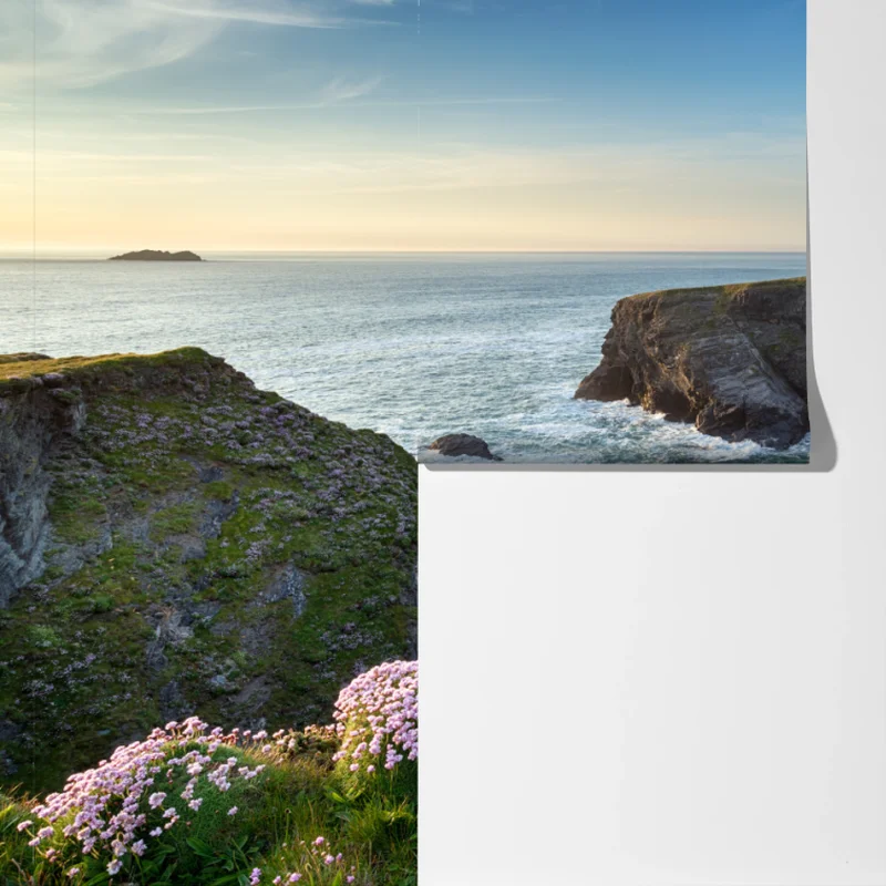 Fototapete küstenklippen in der goldenen stunde Fototapete küstenklippen in der goldenen stunde