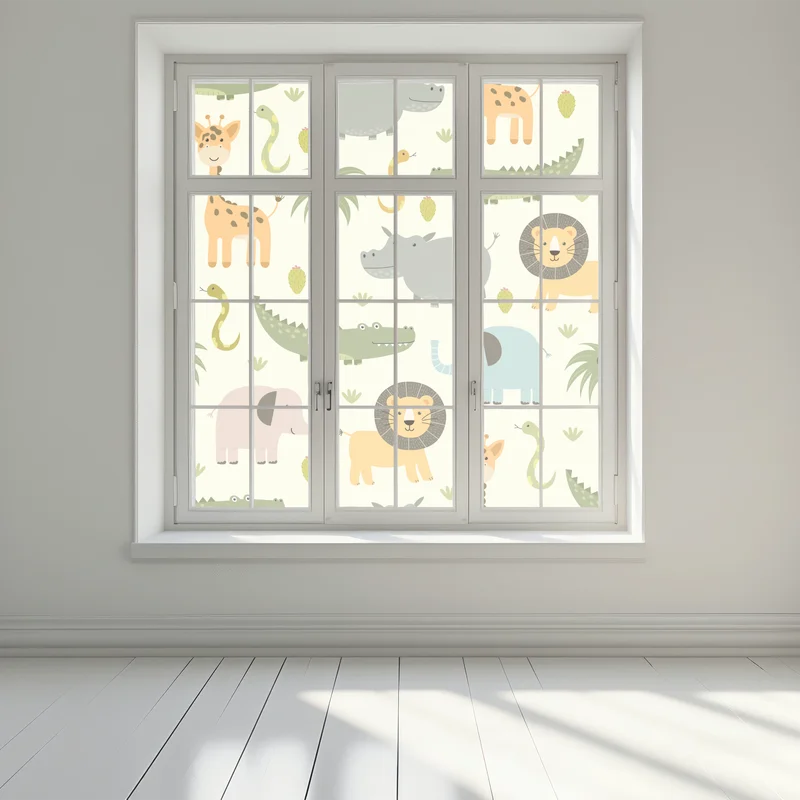 Fensteraufkleber pastell safari tiermuster Fensteraufkleber pastell safari tiermuster