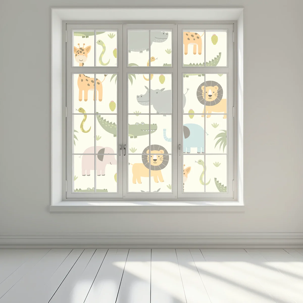 Fensteraufkleber pastell safari tiermuster Fensteraufkleber pastell safari tiermuster