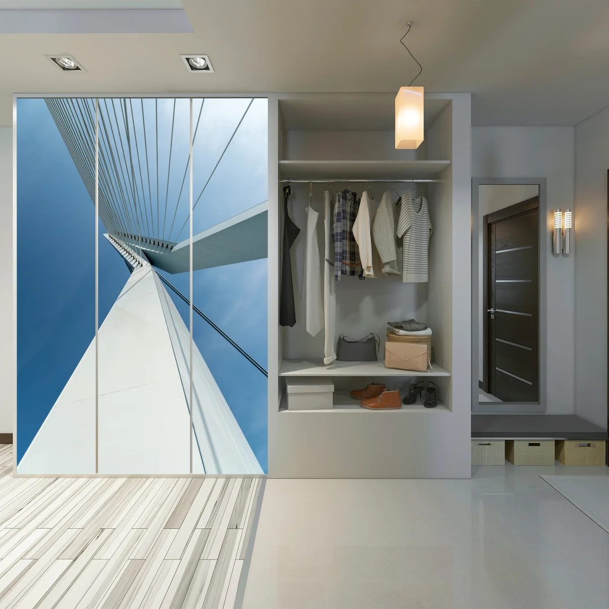 Schrankaufkleber aufsteigende linien: moderner brückenpylon Schrankaufkleber aufsteigende linien: moderner brückenpylon