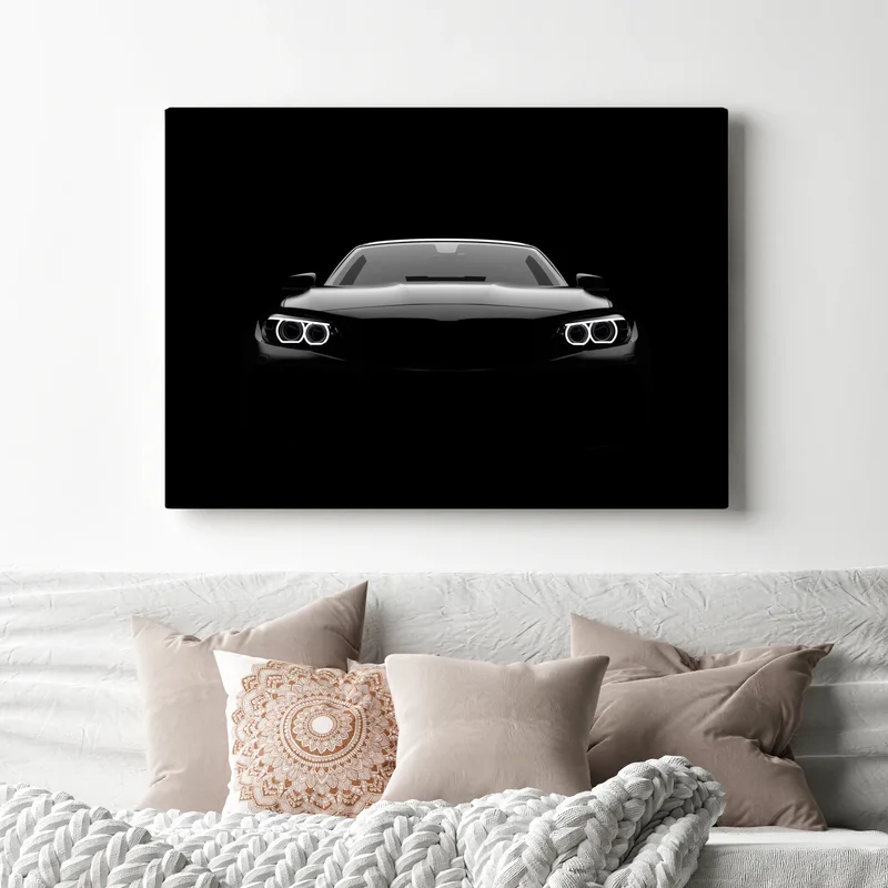 Leinwandbild eleganter schwarzer sportwagen von vorn Leinwandbild eleganter schwarzer sportwagen von vorn
