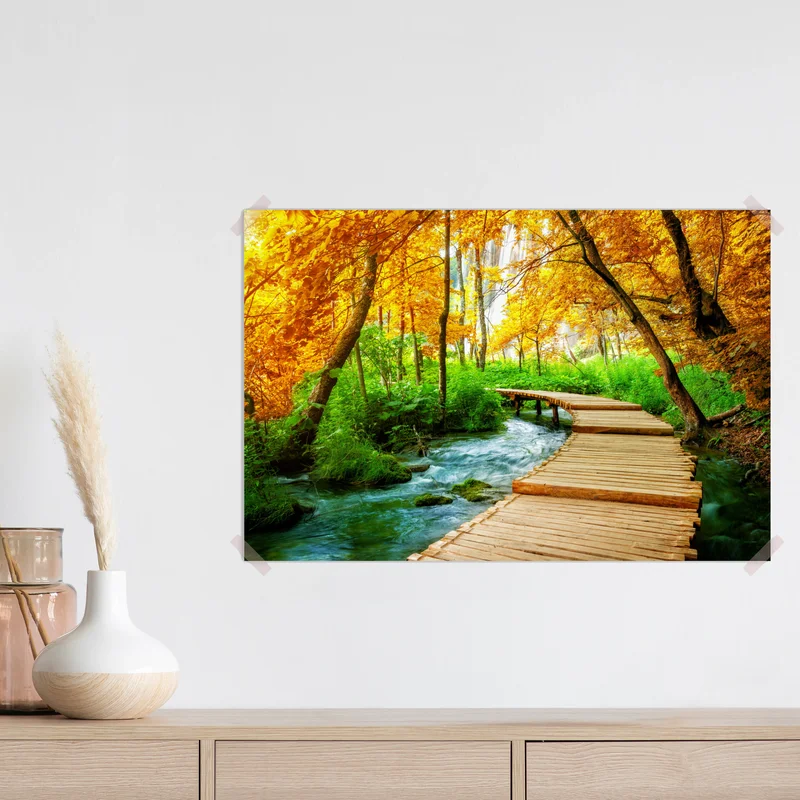 Poster goldener steg durch den wald bei Plitvicer Seen Poster goldener steg durch den wald bei Plitvicer Seen