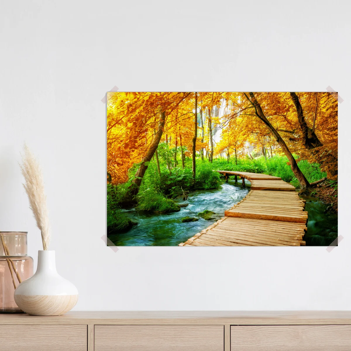 Poster goldener steg durch den wald bei Plitvicer Seen Poster goldener steg durch den wald bei Plitvicer Seen