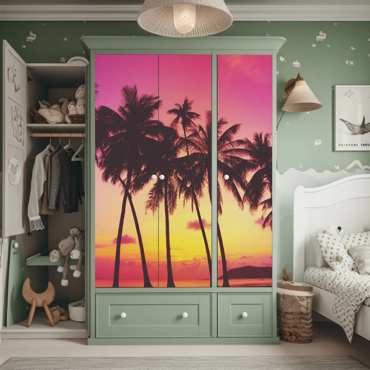 Schrankaufkleber tropischer sonnenuntergang mit palmen, Thailand Schrankaufkleber tropischer sonnenuntergang mit palmen, Thailand