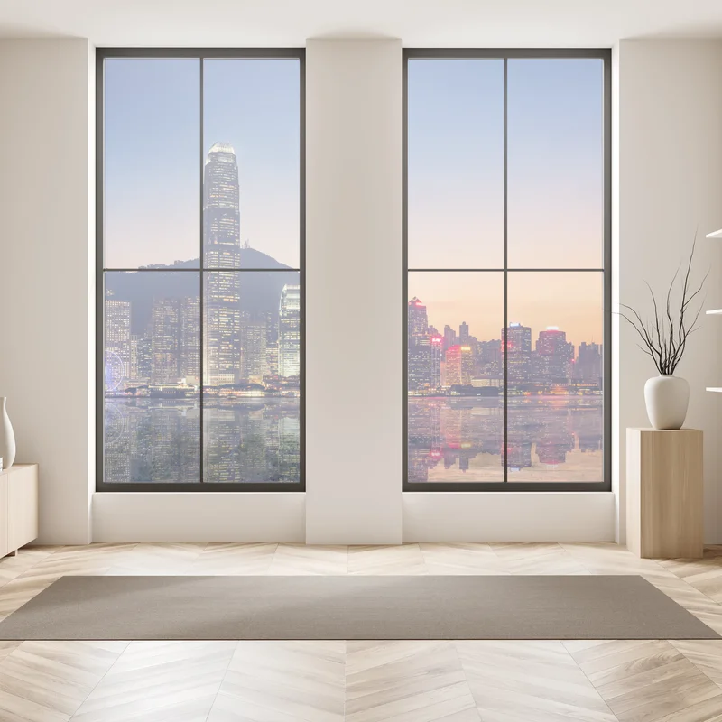 Fensteraufkleber Hongkong panorama bei dämmerung Fensteraufkleber Hongkong panorama bei dämmerung