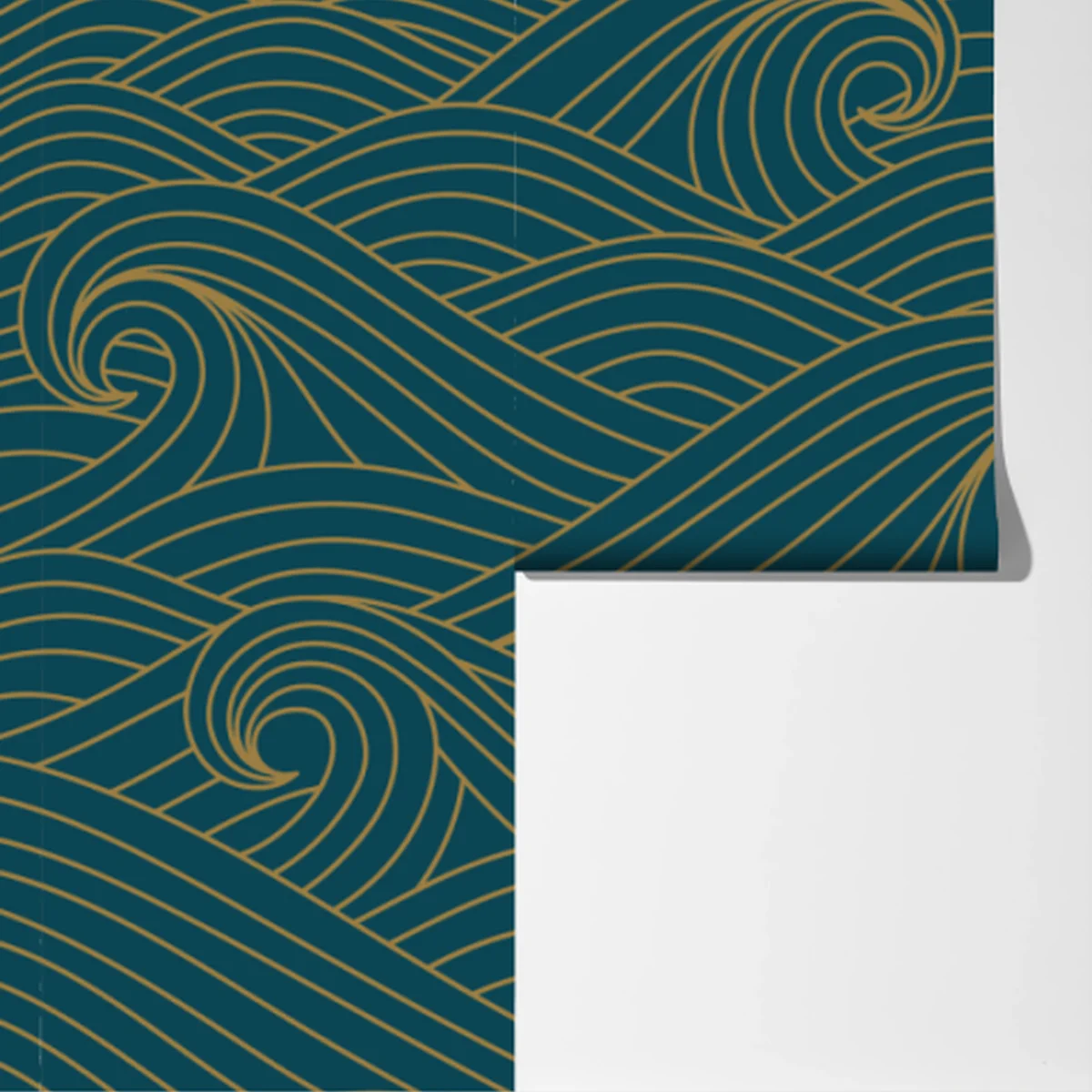 Fototapete türkiswellenmuster mit goldlinien Fototapete türkiswellenmuster mit goldlinien