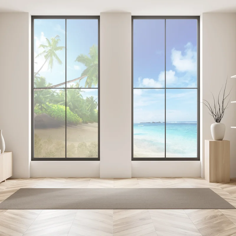 Fensteraufkleber sonnenuntergang am strand von Mahe, Seychellen