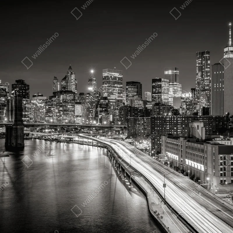 Türaufkleber monochrome stadtsilhouette bei nacht Türaufkleber monochrome stadtsilhouette bei nacht