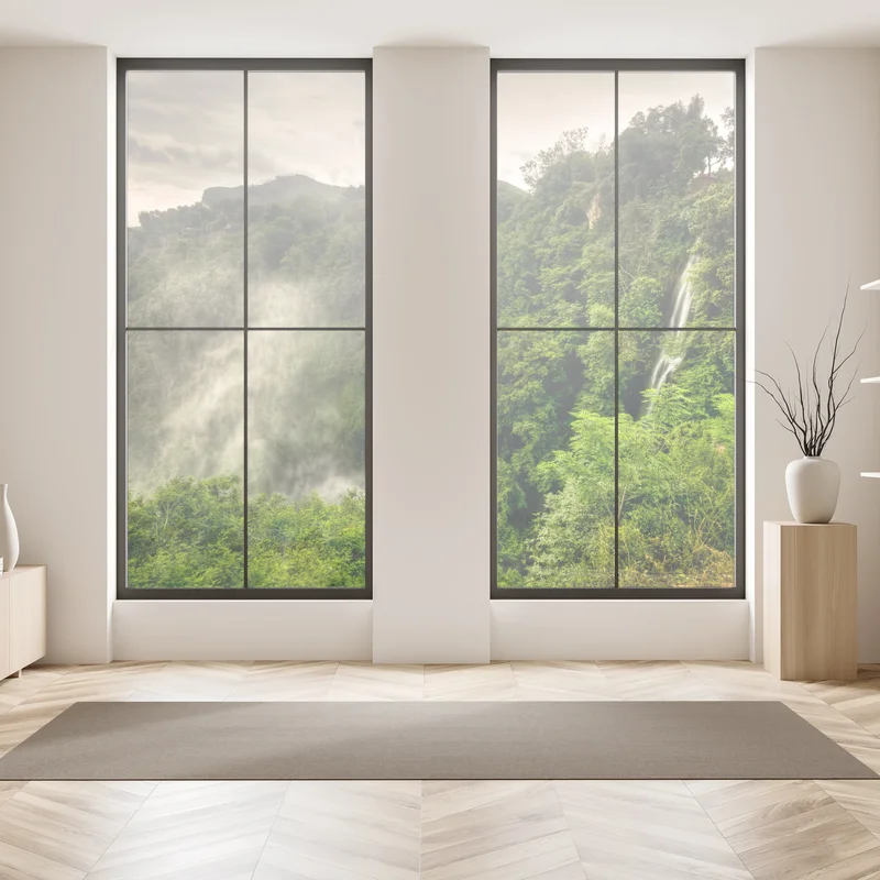 Fensteraufkleber Marmore wasserfall in Umbrien: neblige grüne landschaft