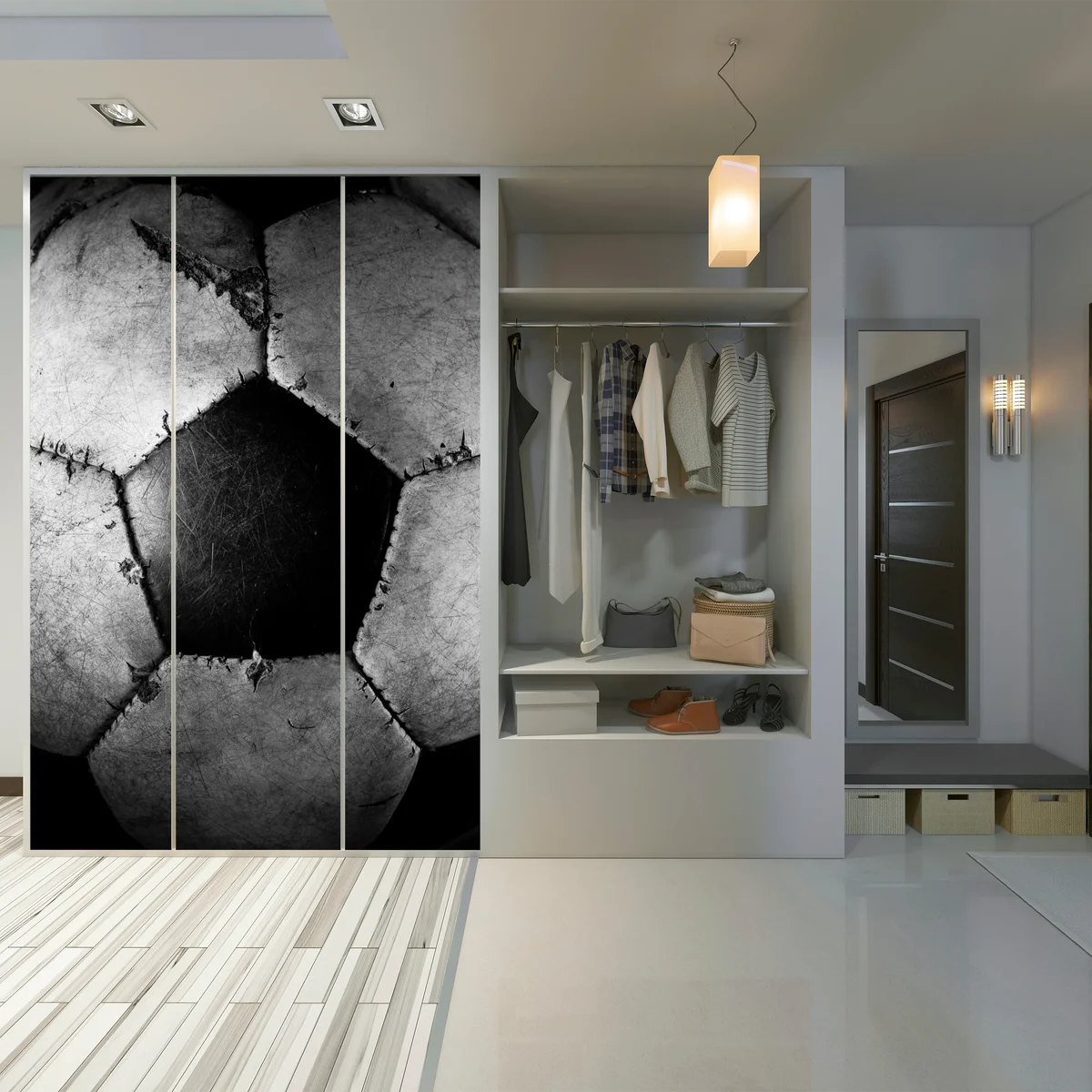 Schrankaufkleber abgenutzter fußball - nahaufnahme Schrankaufkleber abgenutzter fußball - nahaufnahme