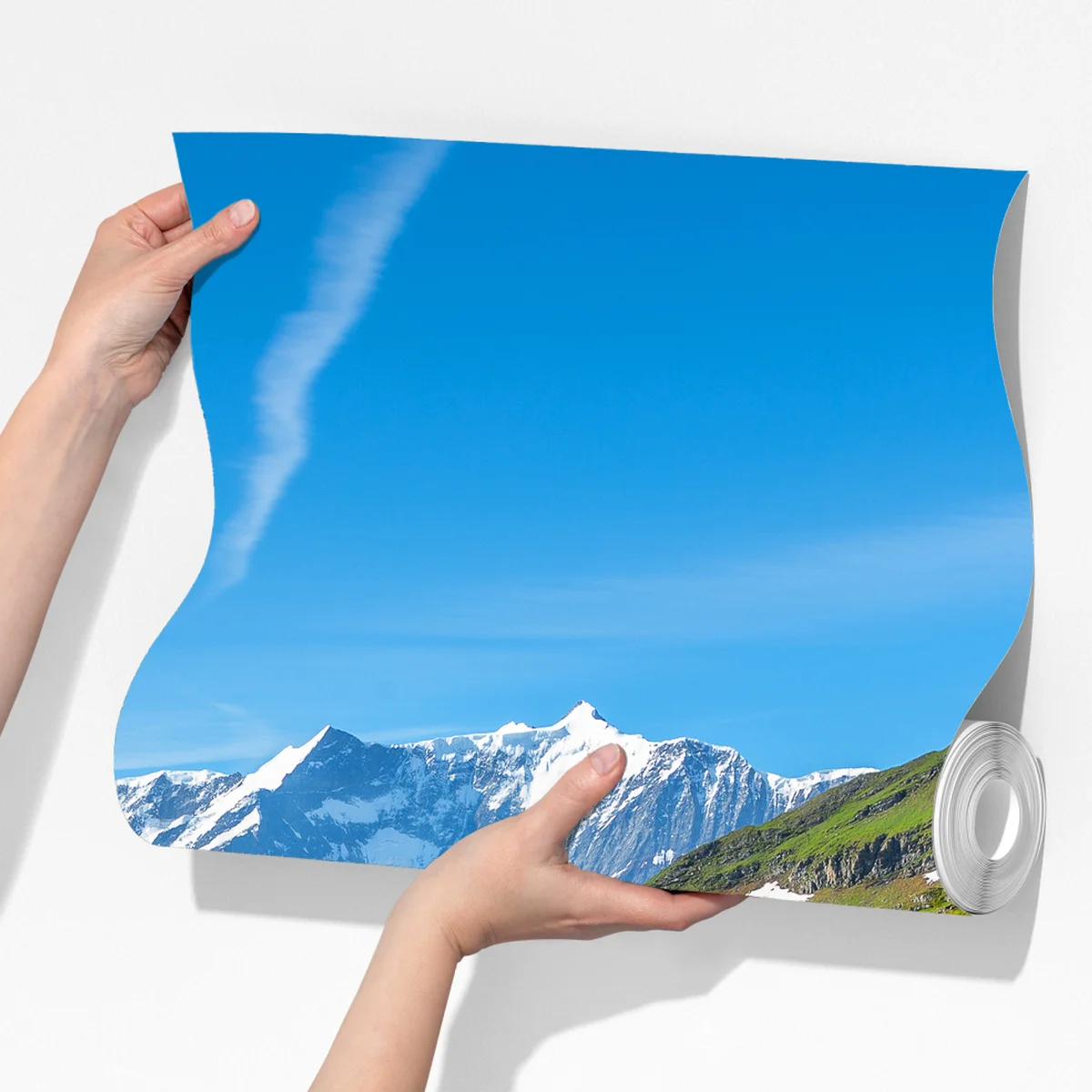 Fototapeta alpejskie jezioro z drewnianą ławką Fototapeta alpejskie jezioro z drewnianą ławką