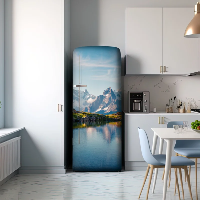 Kühlschrankaufkleber panorama von Lac Blanc und Mont Blanc