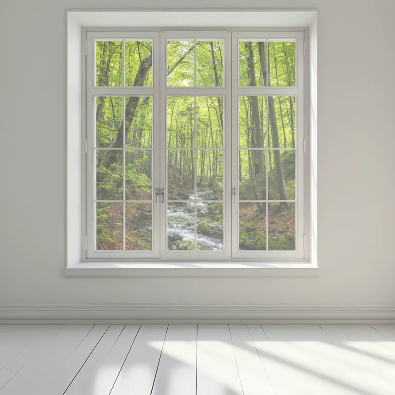 Fensteraufkleber ruhiger grüner waldbach