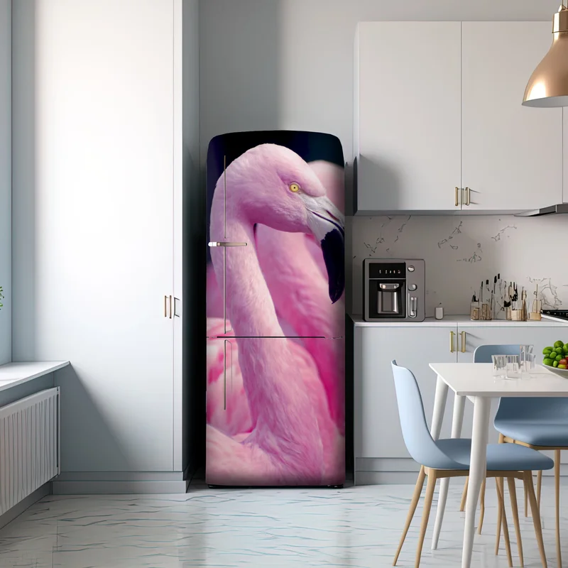 Kühlschrankaufkleber anmutiges rosa flamingo-porträt Kühlschrankaufkleber anmutiges rosa flamingo-porträt