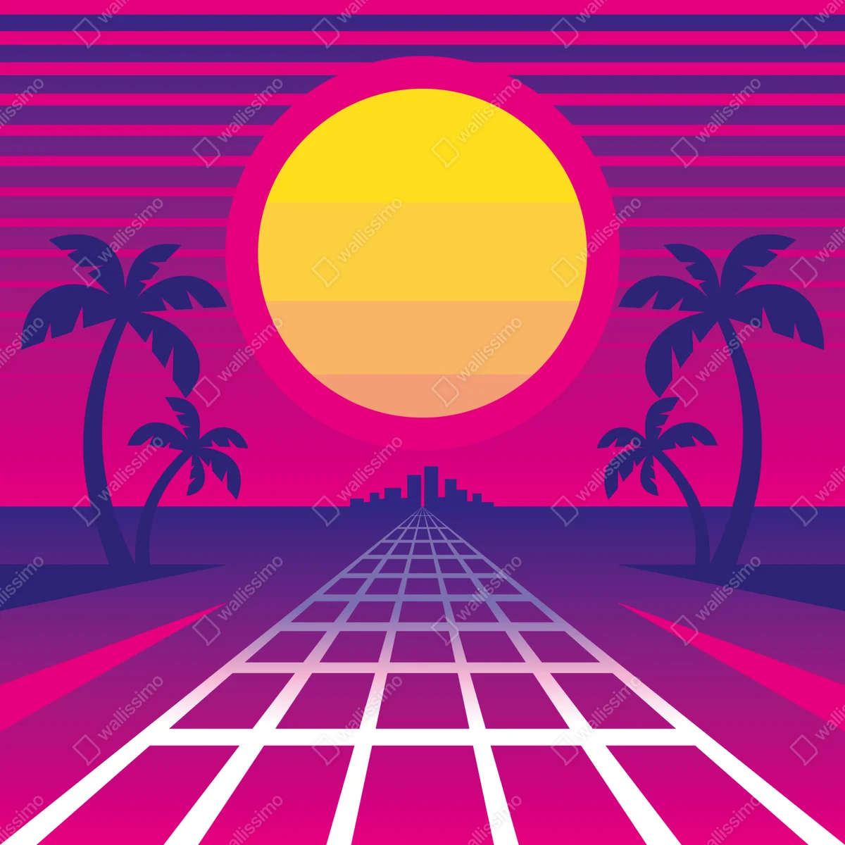 Kühlschrankaufkleber neon sonnenuntergang skyline Kühlschrankaufkleber neon sonnenuntergang skyline