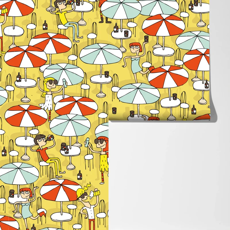 Fototapete sonniges strandmuster mit schirmen Fototapete sonniges strandmuster mit schirmen