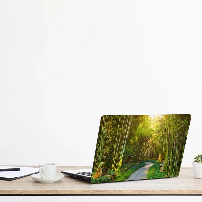 Naklejka na laptopa spokojna ścieżka w bambusowym lesie