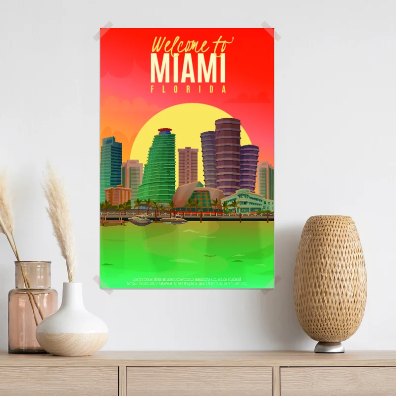 Poster Miami sonnenuntergang skyline Poster Miami sonnenuntergang skyline