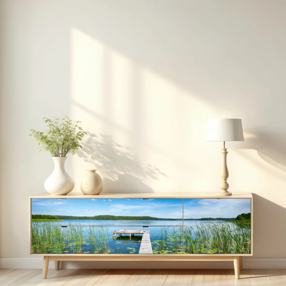 Repositionierbarer Aufkleber steg in Masuren im sommer Repositionierbarer Aufkleber steg in Masuren im sommer