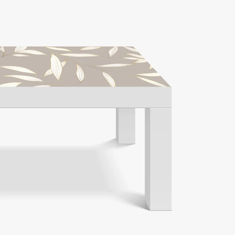 Tischaufkleber und Schreibtischaufkleber zarte goldumrandete blätter auf beigem hintergrund