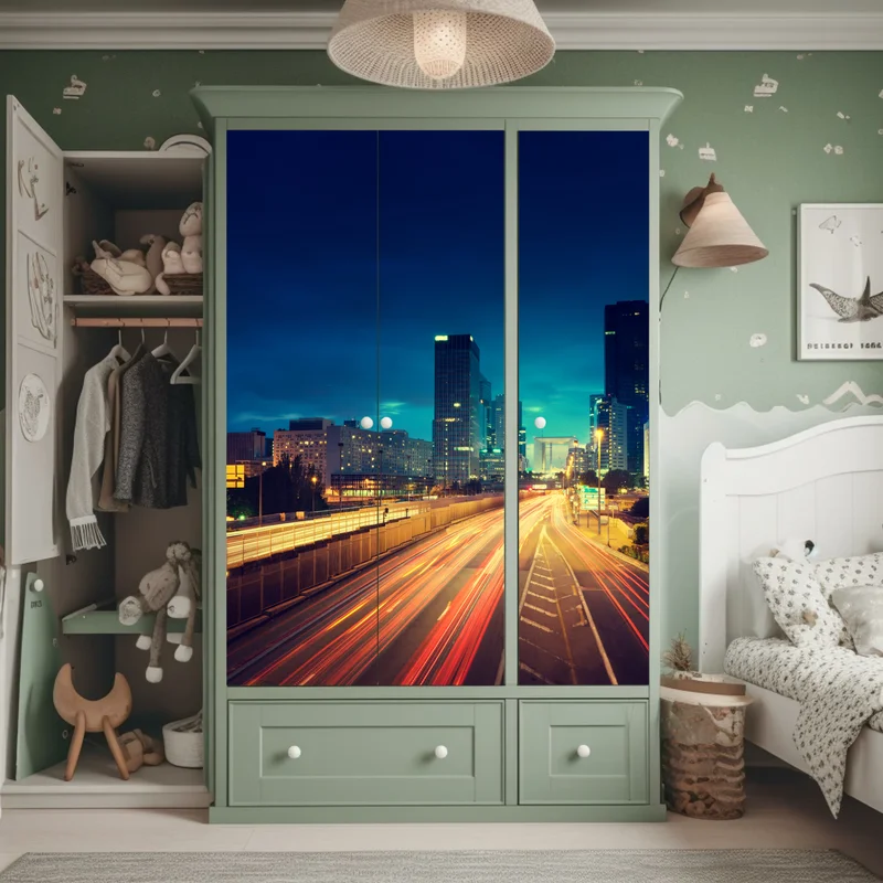 Schrankaufkleber La Défense skyline bei dämmerung