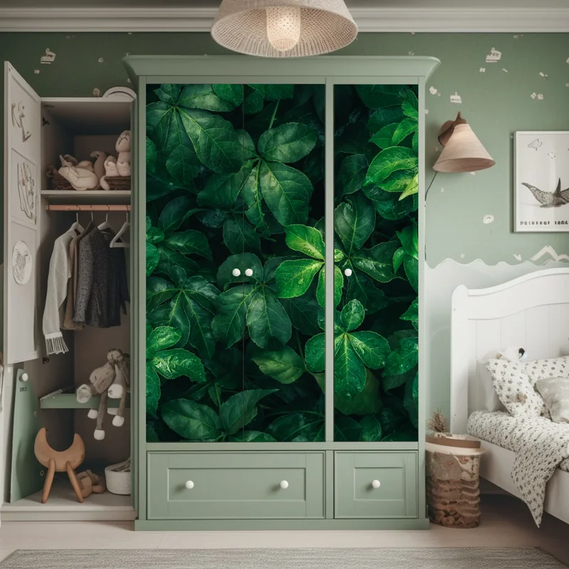 Schrankaufkleber üppiges tropisches grünes laub