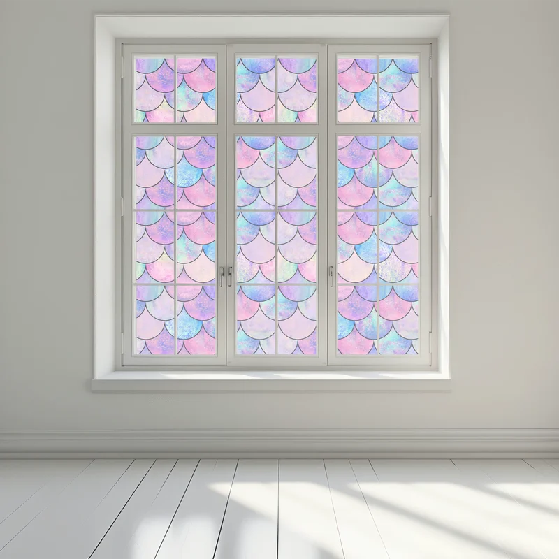 Fensteraufkleber pastell meerjungfrauen schuppenmuster Fensteraufkleber pastell meerjungfrauen schuppenmuster