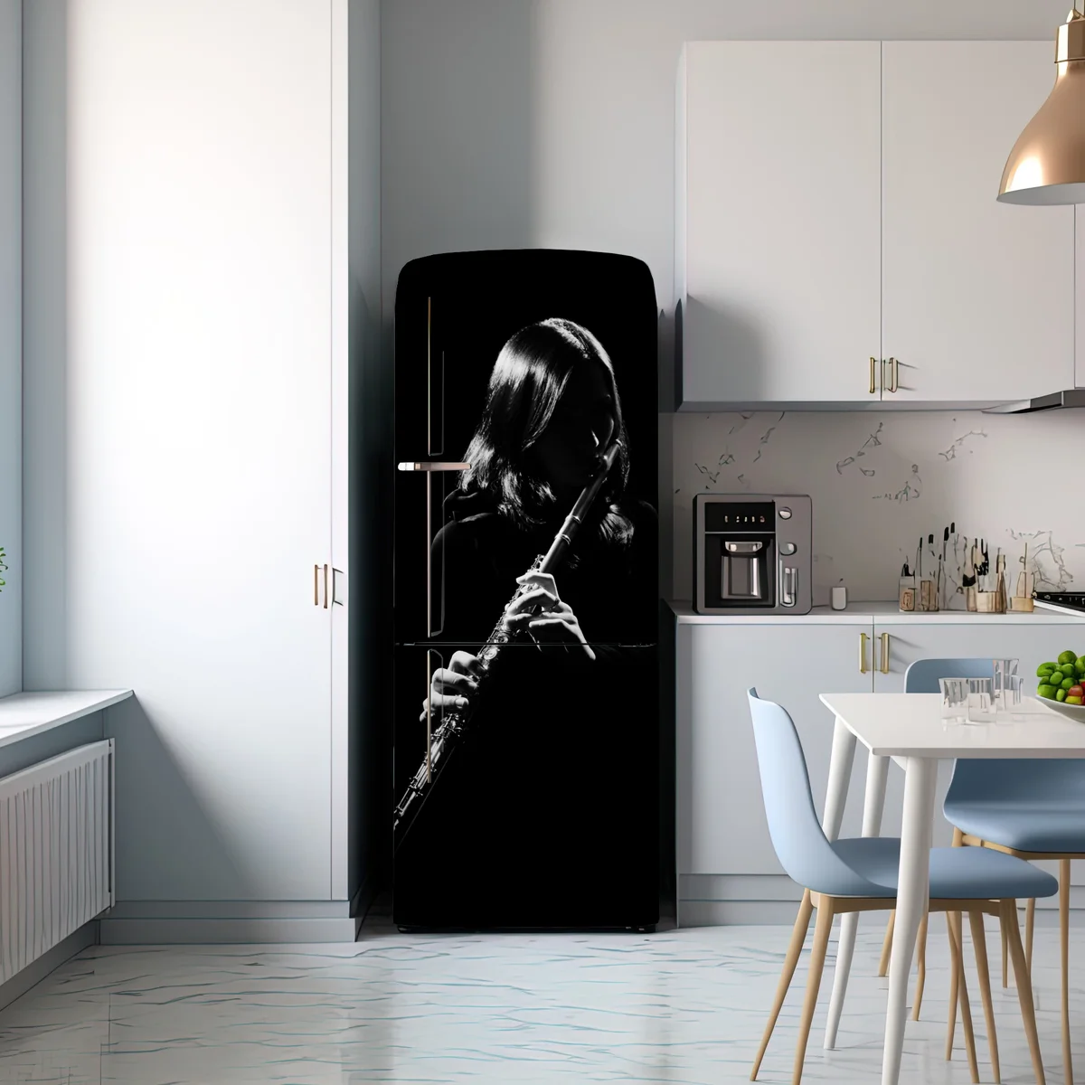 Kühlschrankaufkleber elegante flötensilhouette Kühlschrankaufkleber elegante flötensilhouette