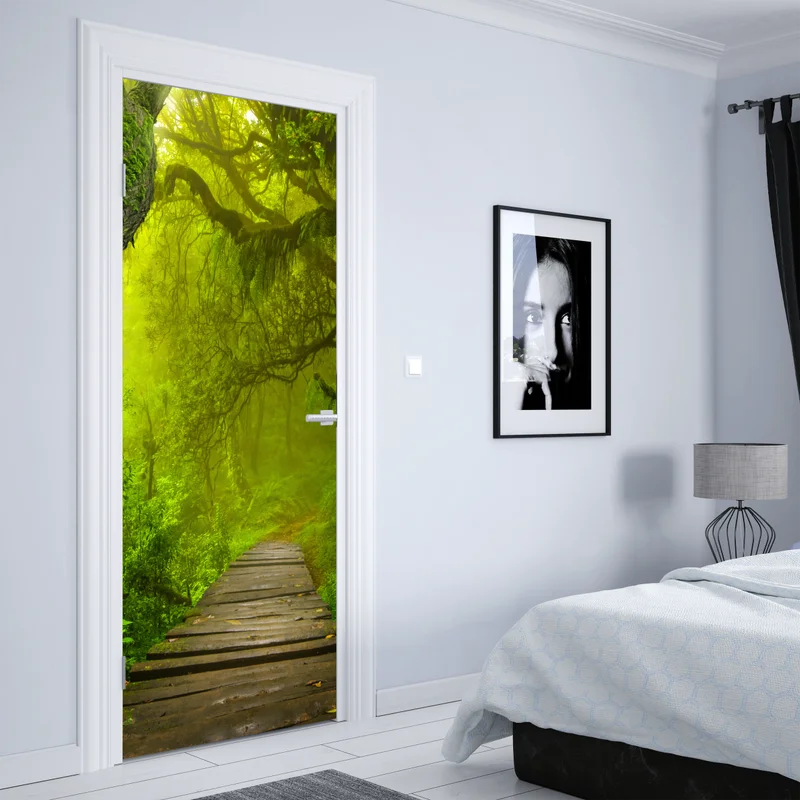 Türaufkleber mystischer grüner waldpfad Türaufkleber mystischer grüner waldpfad