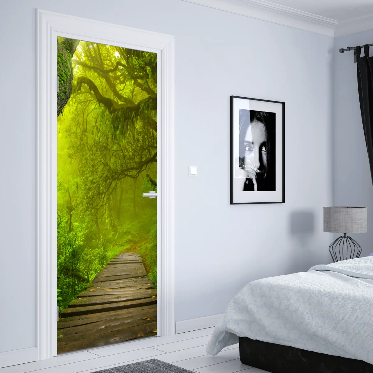Türaufkleber mystischer grüner waldpfad Türaufkleber mystischer grüner waldpfad