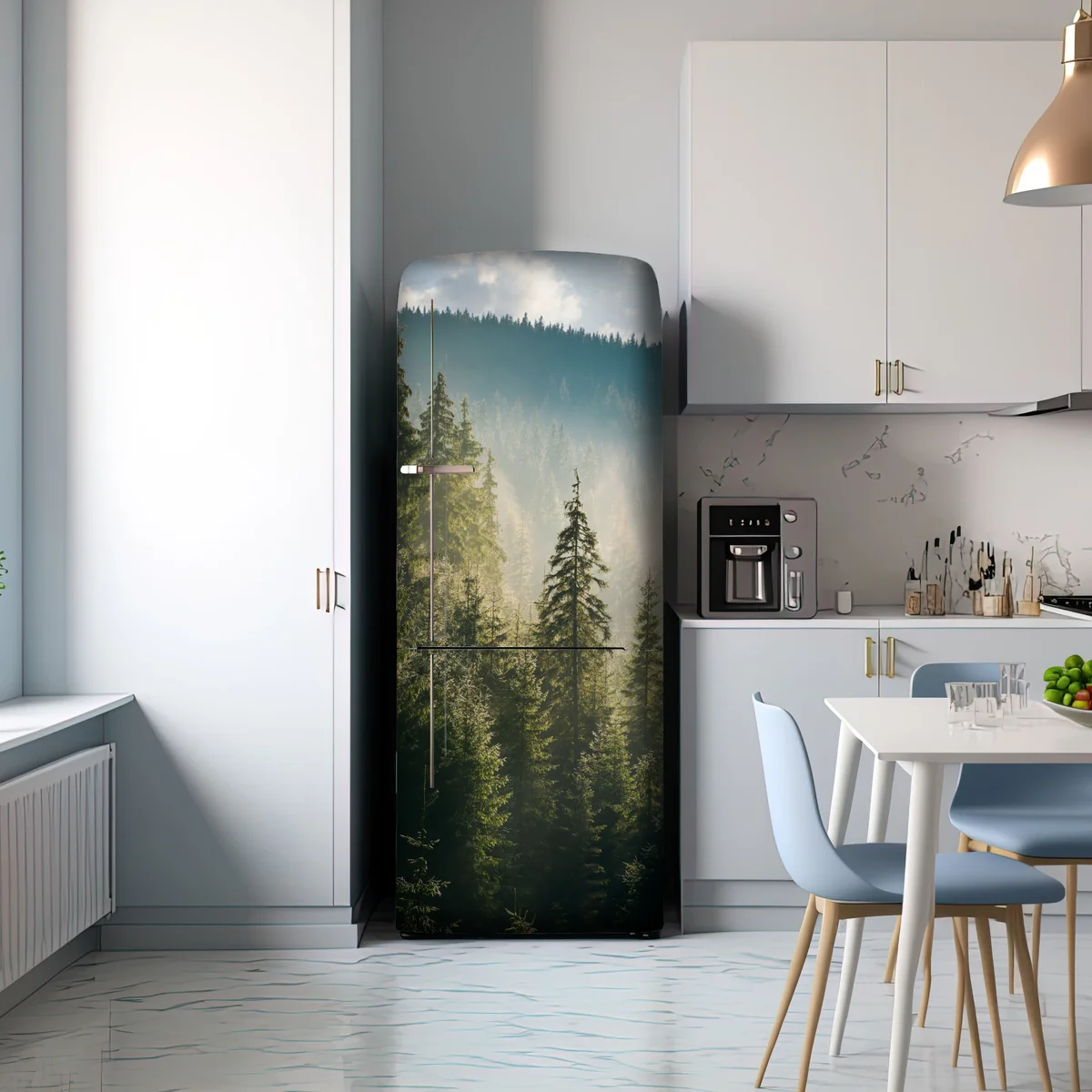 Kühlschrankaufkleber nebliger fichtenwald im morgenlicht Kühlschrankaufkleber nebliger fichtenwald im morgenlicht