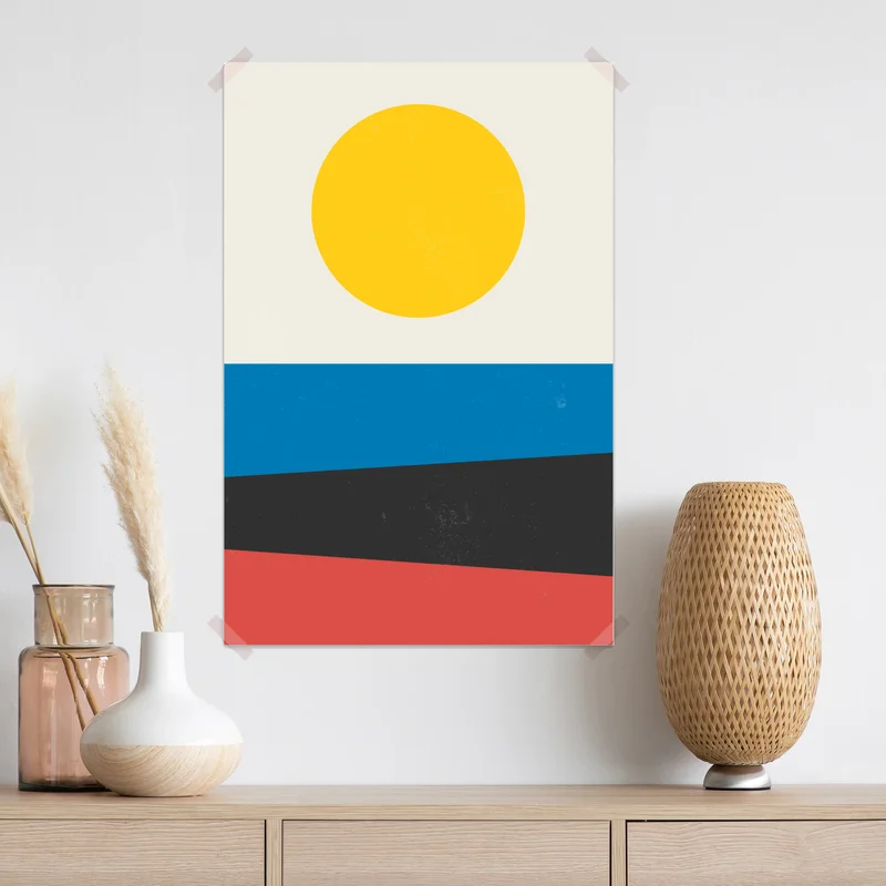 Poster gelbe sonne geometrische komposition • Poster bei Wallnifity® Poster gelbe sonne geometrische komposition • Poster bei Wallnifity®