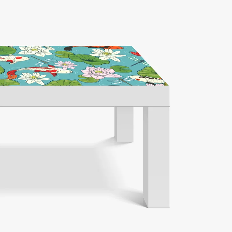 Tischaufkleber und Schreibtischaufkleber ruhiger koi-teich mit lotuspflanzen