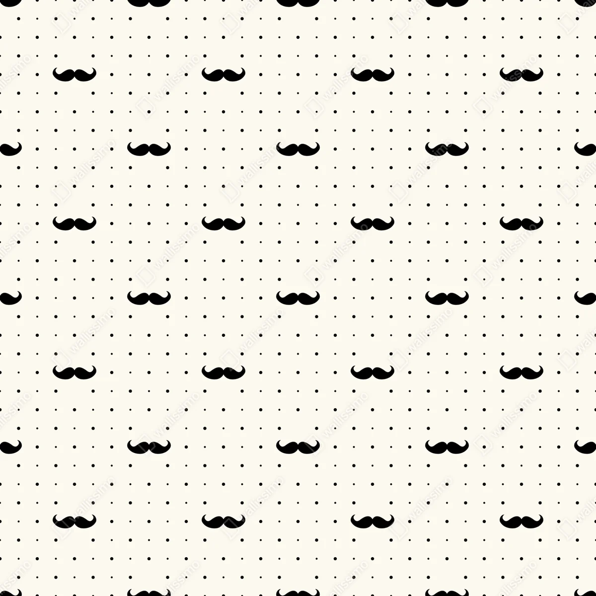 Repositionierbarer Aufkleber schwarzes schnurrbart-muster auf beigem hintergrund Repositionierbarer Aufkleber schwarzes schnurrbart-muster auf beigem hintergrund