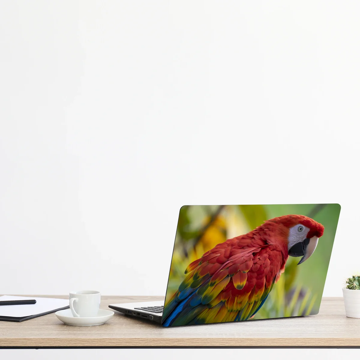 Laptop-Aufkleber intensives porträt einer scharlachara Laptop-Aufkleber intensives porträt einer scharlachara