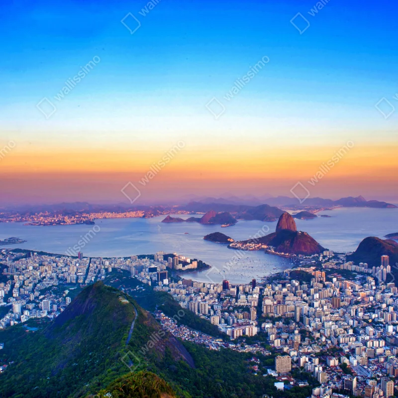 Fototapete panorama von Rio de Janeiro bei sonnenuntergang Fototapete panorama von Rio de Janeiro bei sonnenuntergang