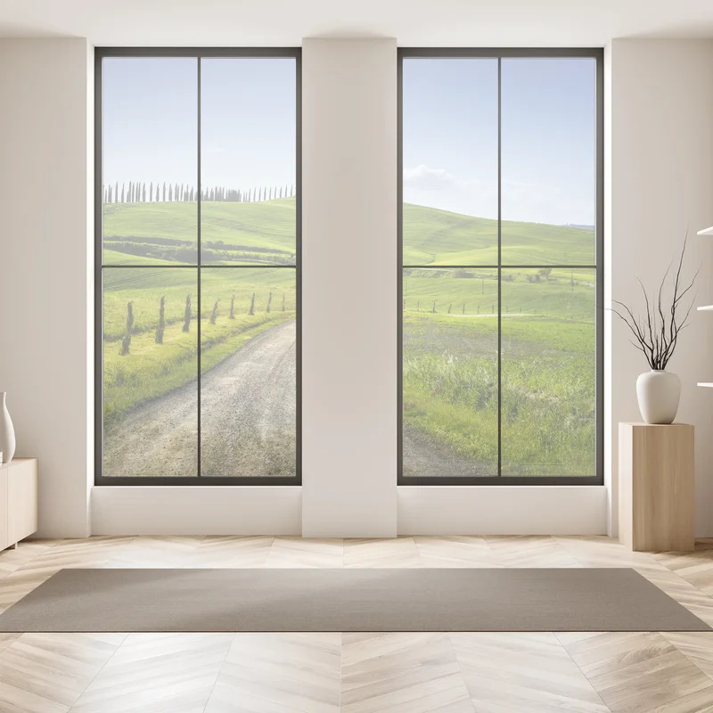 Naklejka na okno wiejska droga w Toskanii przez zielone wzgórza