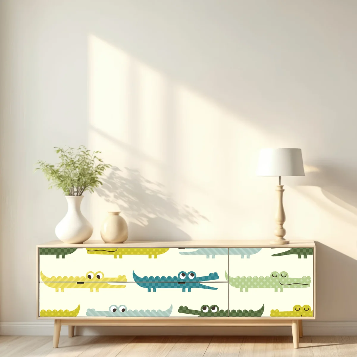 Repositionierbarer Aufkleber verspieltes krokodilmuster für kinderzimmer Repositionierbarer Aufkleber verspieltes krokodilmuster für kinderzimmer